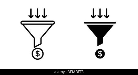 Sales funnel icon design. Illustration icons in linear and clipart pack. Stock Vector