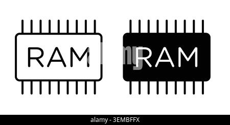 Ram memory icon design. Illustration icons in linear and clipart pack. Stock Vector