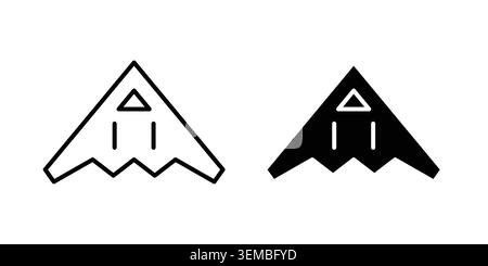 Stealth plane icon design. Illustration icons in linear and clipart pack. Stock Vector