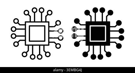Processor icon design. Illustration icons in linear and clipart pack. Stock Vector