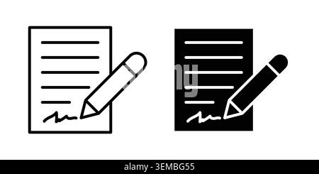 Signed document icon design. Illustration icons in linear and clipart pack. Stock Vector