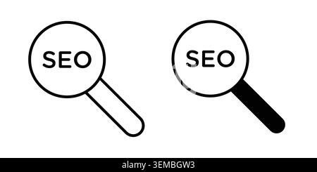 SEO icon design. Illustration icons in linear and clipart pack. Stock Vector