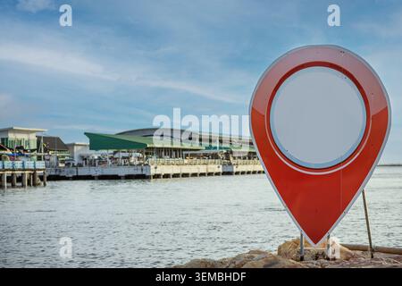 Big Location Pin Icon or check in point symbol model,focus selective Stock Photo