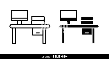 Study table icon design. Illustration icons in linear and clipart pack. Stock Vector