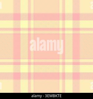 Fancy check vector fabric, britain background plaid textile. Wool pattern tartan texture seamless in light and orange colors palette. Stock Vector