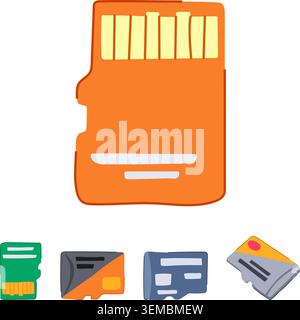 Micro memory cards for digital data storage Stock Vector