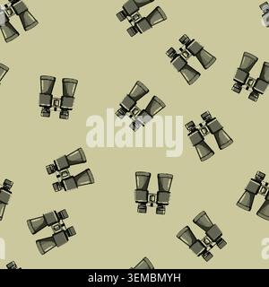 seamless pattern vision binoculars cartoon vector Stock Vector