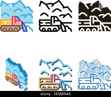 snow blower truck icon clean vector outline Stock Vector