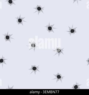 seamless pattern shot bullet hole cartoon vector Stock Vector