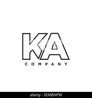 Trendy letter K and A, KA logo design template. Minimal monogram initial based logotype for company identity. Stock Vector