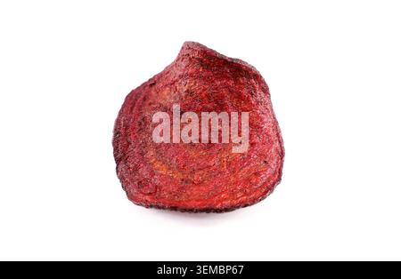Single red beet chip isolated on white background. Stock Photo