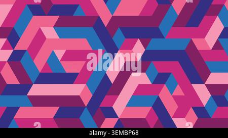 Vibrant isometric background featuring geometric 3D block shapes in pink, blue, and purple tones, creating a bold retro modern visual style ideal for digital design, posters, and creative layouts Stock Vector