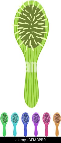 natural hair brush wooden vector cartoon graphic Stock Vector