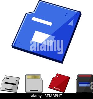 Digital data storage memory card collection Stock Vector