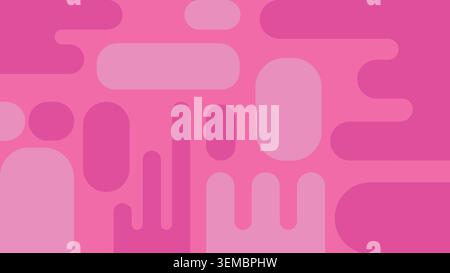 Abstract pink geometric pattern with rounded shapes and minimal flat design. Vibrant and trendy digital background Stock Vector