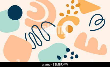 A pastel Memphis abstract background with soft organic shapes, perfect for digital projects, branding, social media designs, posters, and modern visual concepts Stock Vector