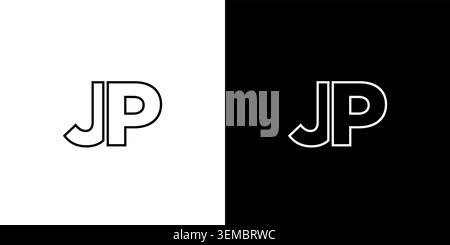 Trendy letter J and P, JP logo design template. Minimal monogram initial based logotype for company identity. Stock Vector