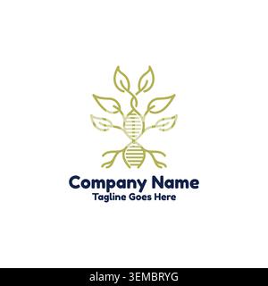 DNA Helix Tree Plant Leaf Genetic For Medical Healthcare Science Biotechnology Bio Research Laboratory Company Stock Vector