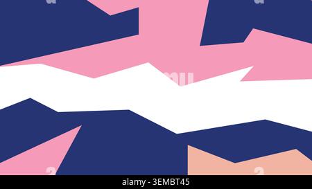 Modern abstract composition featuring navy, pink, and white geometric forms. Ideal for prints, covers, and digital branding Stock Vector