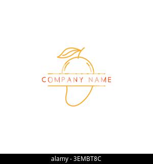 Modern Tropical Mangifera Mango Graphic Design Featuring Simple Thin Outline Contour With Sweet Yellow Leaflet Plant Silhouette Stock Vector