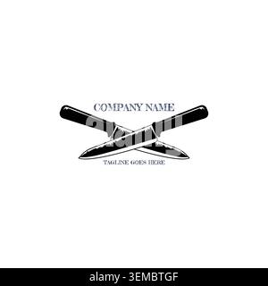 Crossed Kitchen Chef Knife Blade Cleaver For Restaurant Culinary Catering Bakery Business Company Stock Vector