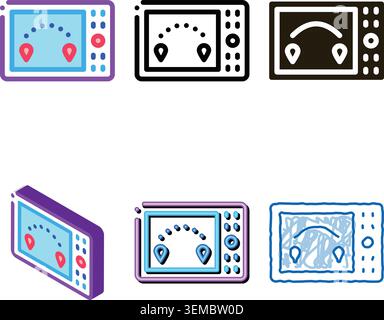 air navigation electronic device icon set vector outline Stock Vector