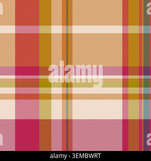 Outside pattern texture seamless, close up fabric background textile. Teenager tartan check plaid vector in light and orange colors palette. Stock Vector