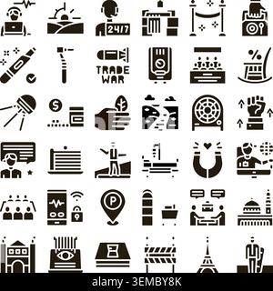 Service, business and lifestyle glyph icons set Stock Vector