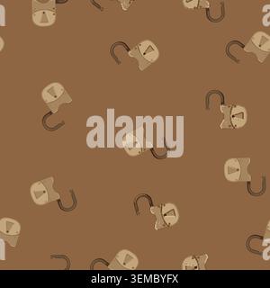 seamless pattern old padlock vintage cartoon vector Stock Vector