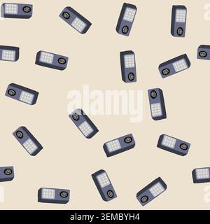 seamless pattern authentication biometric security device cartoon vector Stock Vector