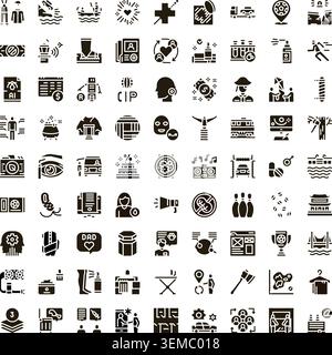 Collection of various modern glyph icons set Stock Vector