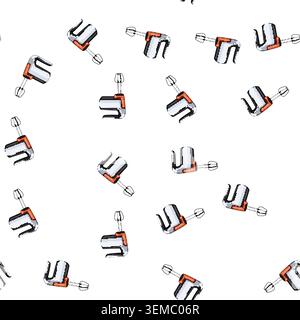 pattern blender hand mixer cartoon vector Stock Vector