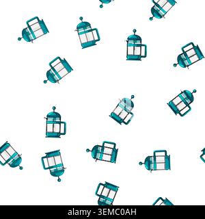 pattern drink french press coffee cartoon vector Stock Vector