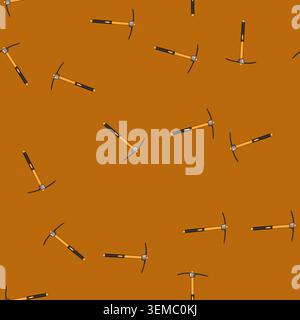 seamless pattern dig pickaxe cartoon vector Stock Vector