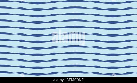 Flowing dark blue waves with tiny white bird shapes on a soft blue background, creating a calm, airy, and relaxing abstract pattern ideal for nature inspired designs Stock Vector