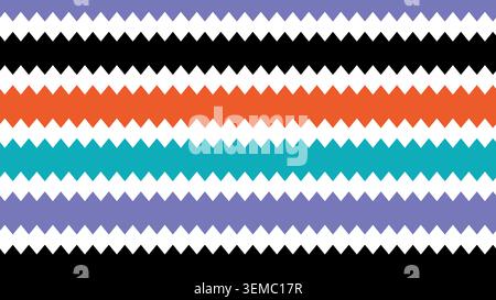 Modern abstract background with bold zigzag patterns in purple, orange, teal, and black. Perfect for digital design, print, and textile Stock Vector