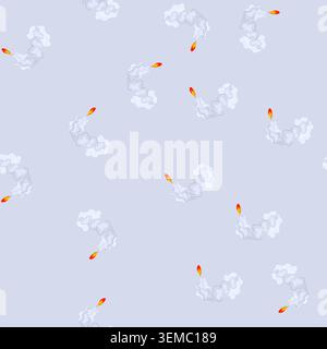 seamless pattern speed rocket smoke trail cartoon vector Stock Vector