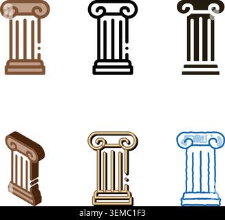 antique column icon series vector outline Stock Vector
