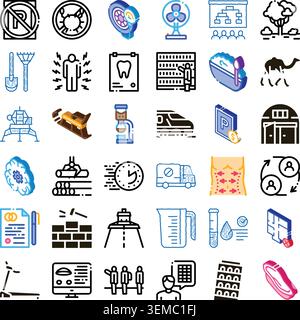 Collection of various icons illustrating different concepts and themes Stock Vector