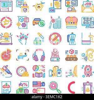 Diverse colorful linear icons set illustrating various concepts Stock Vector