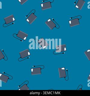 seamless pattern disk hard drive cartoon vector Stock Vector