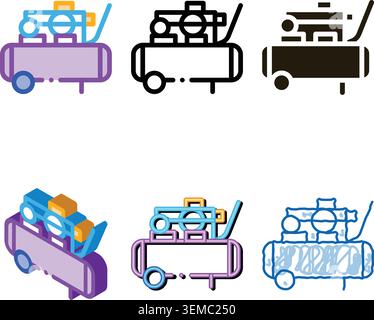 tire repair concepts men icon vector outline Stock Vector