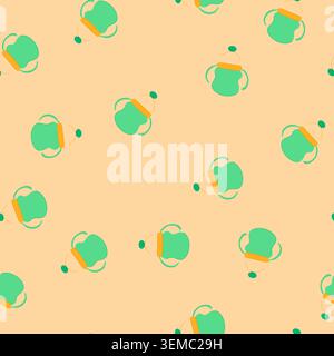 seamless pattern straw sippy cup cartoon vector Stock Vector