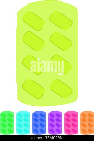 frozen ice cube tray vector cartoon graphic Stock Vector