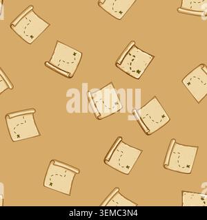 seamless pattern ocean nautical map cartoon vector Stock Vector