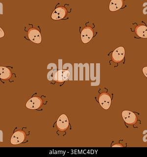 seamless pattern face egg character cartoon vector Stock Vector