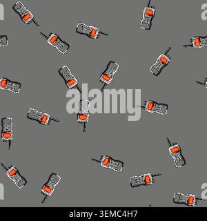 seamless pattern talkle radio transceiver cartoon vector Stock Vector