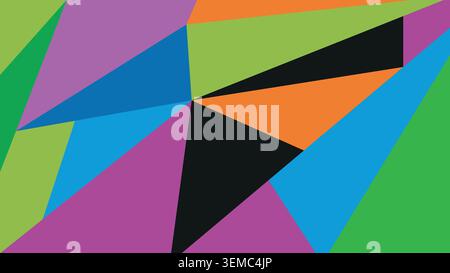 Colorful triangular geometric design combining orange, blue, and green hues. Perfect for presentations, websites, and modern print layouts Stock Vector