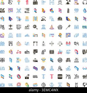Big collection of isometric icons illustrating various concepts Stock Vector