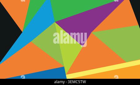 Bright abstract polygon energy with blue, green, and orange tones. Suitable for modern backgrounds, ads, and tech style visuals Stock Vector